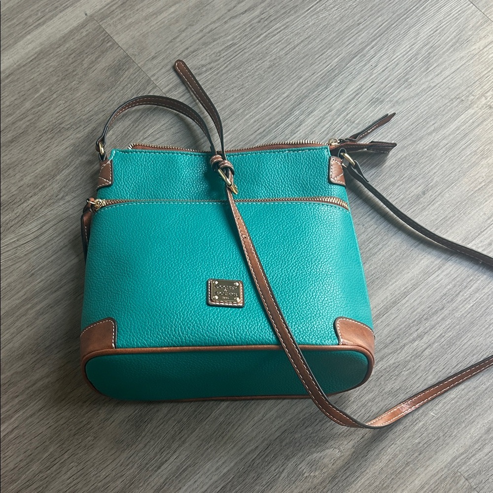 Dooney and Bourke Teal and Brown Crossbody Bag